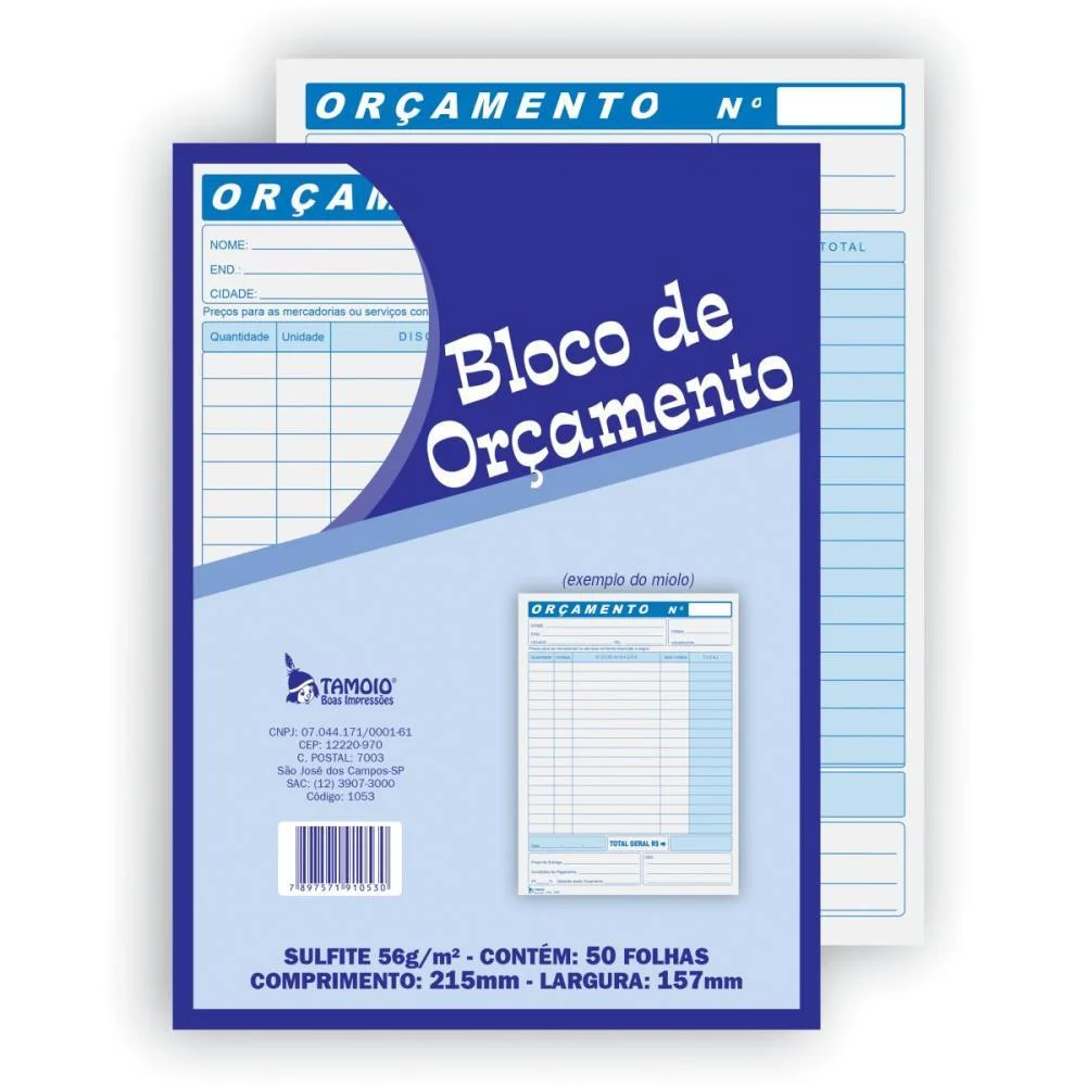 Impresso Administrativo Orcamento 50Fls 157X215Mm Tamoio (Pct.c/20) - imagem 3