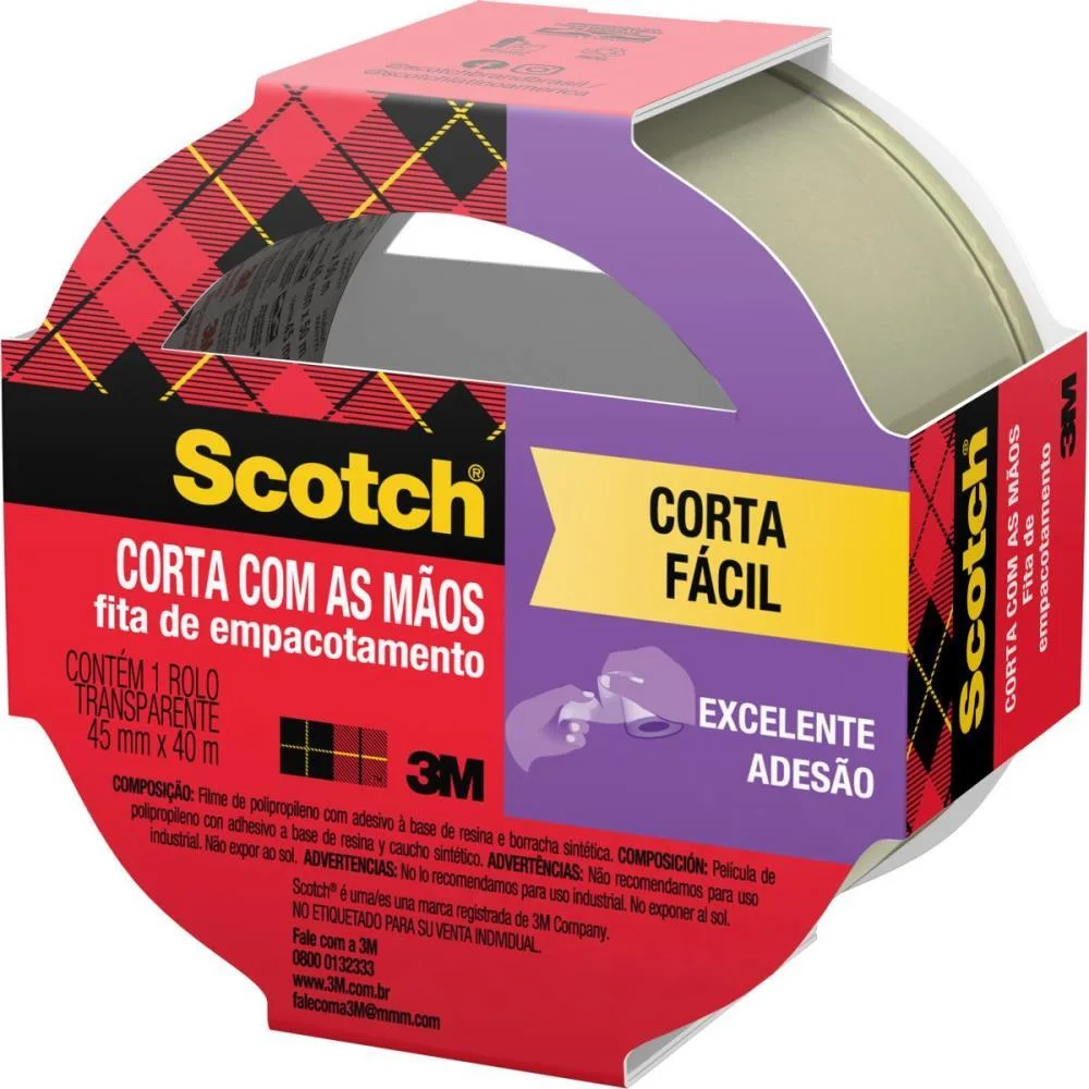 Fita Para Empacotamento Scotch Corta Facil 45Mmx40M Tr 3M - imagem 7