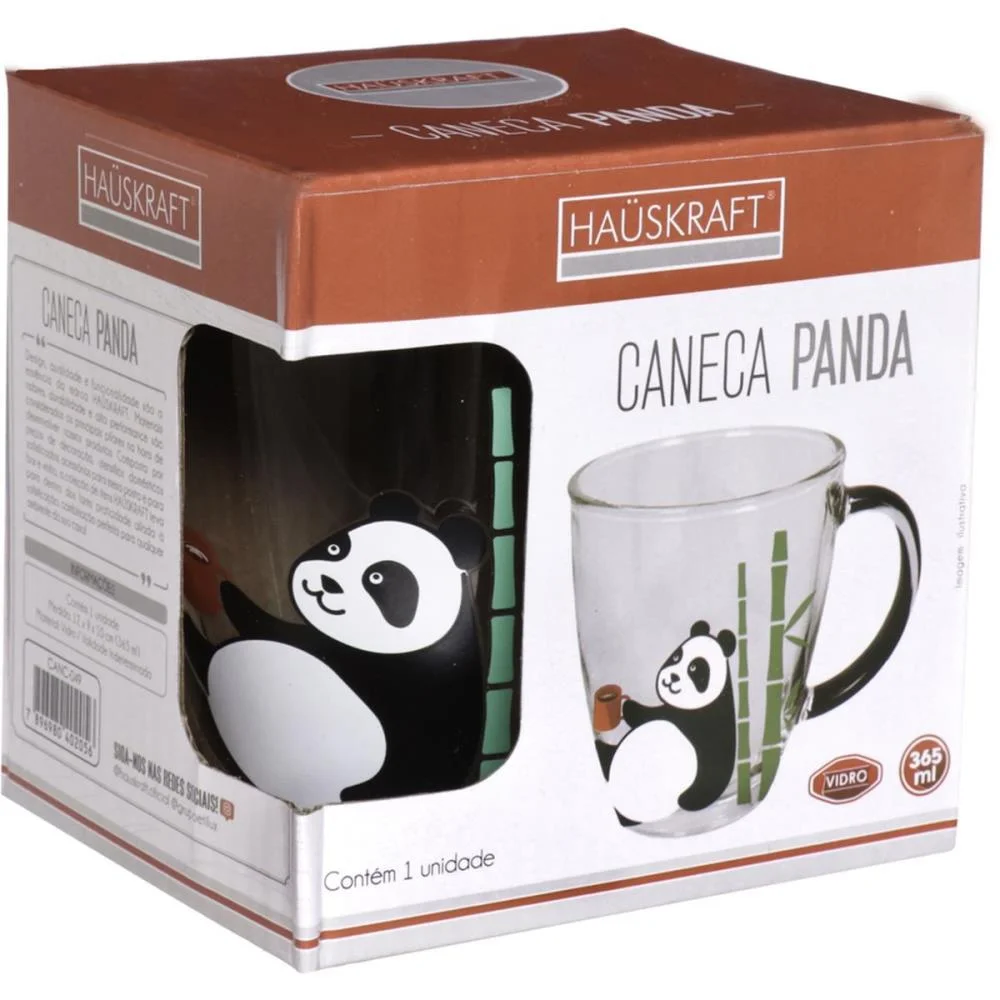 Copo De Vidro Caneca Panda 365Ml Western - imagem 3
