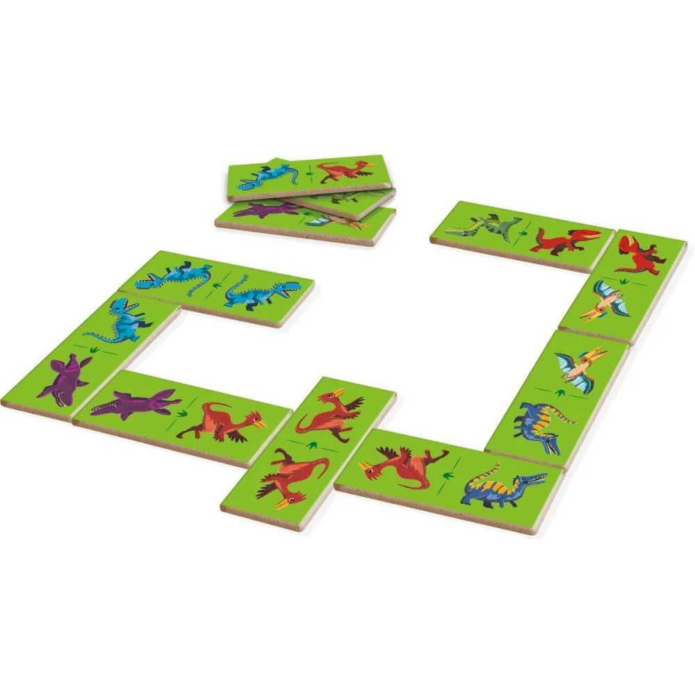 Domino Dinossauros Em Madeira 28Pcs Brinc. De Crianca - imagem 4