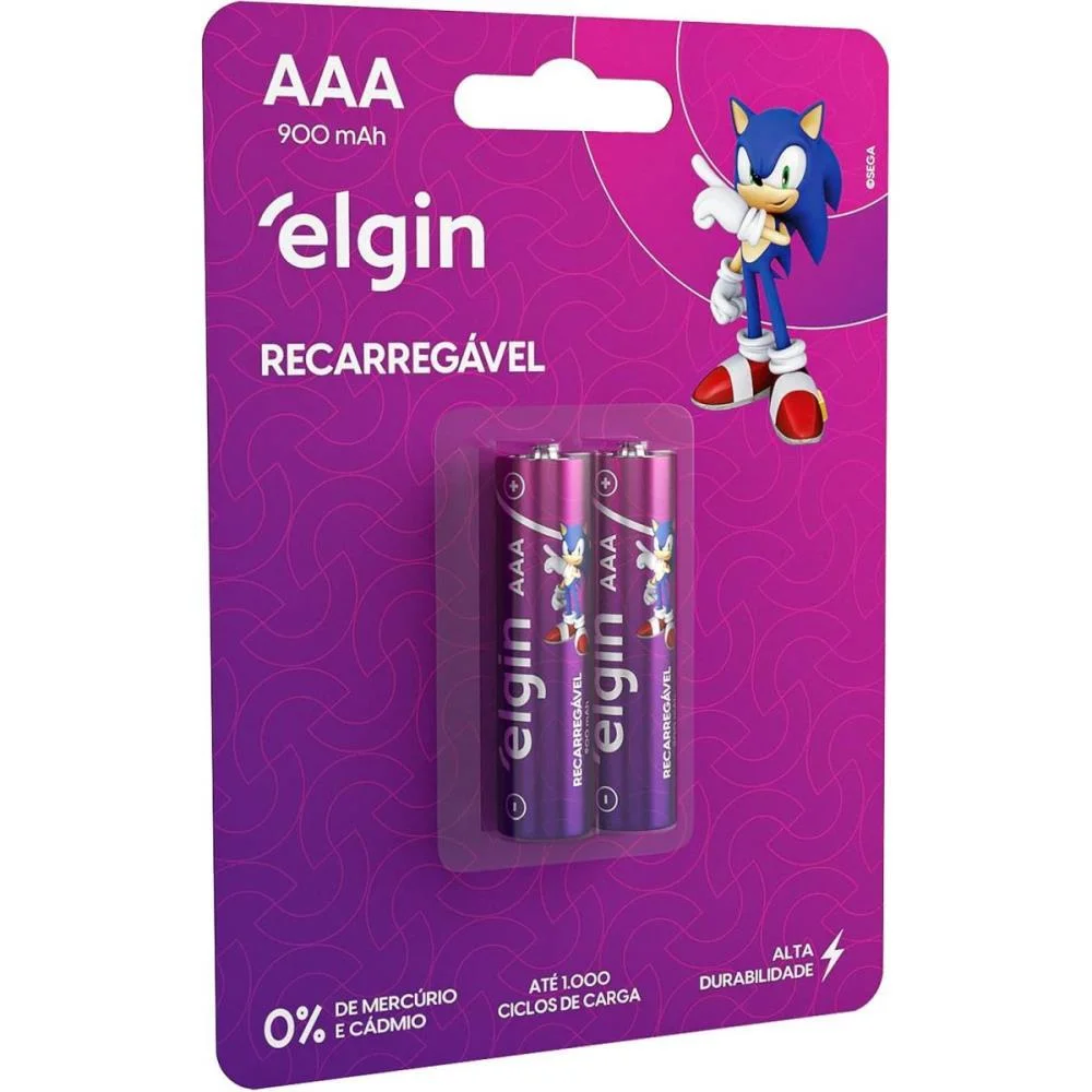 Pilha Recarregavel Palito Aaa 900Mah 1.2V Elgin (Bl.c/02) - imagem 3