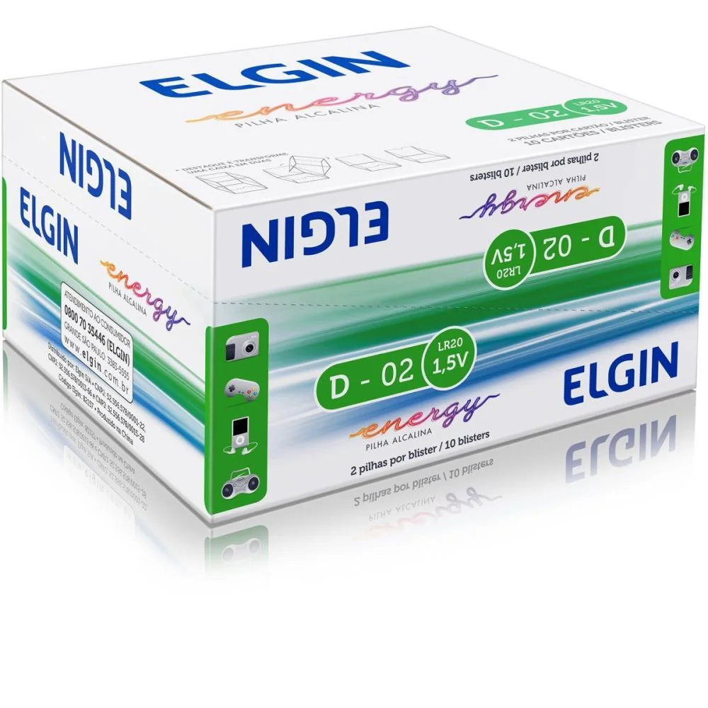 Pilha Alcalina Grande-D 10Blistersx2Unids. Elgin (Caixa) - imagem 4