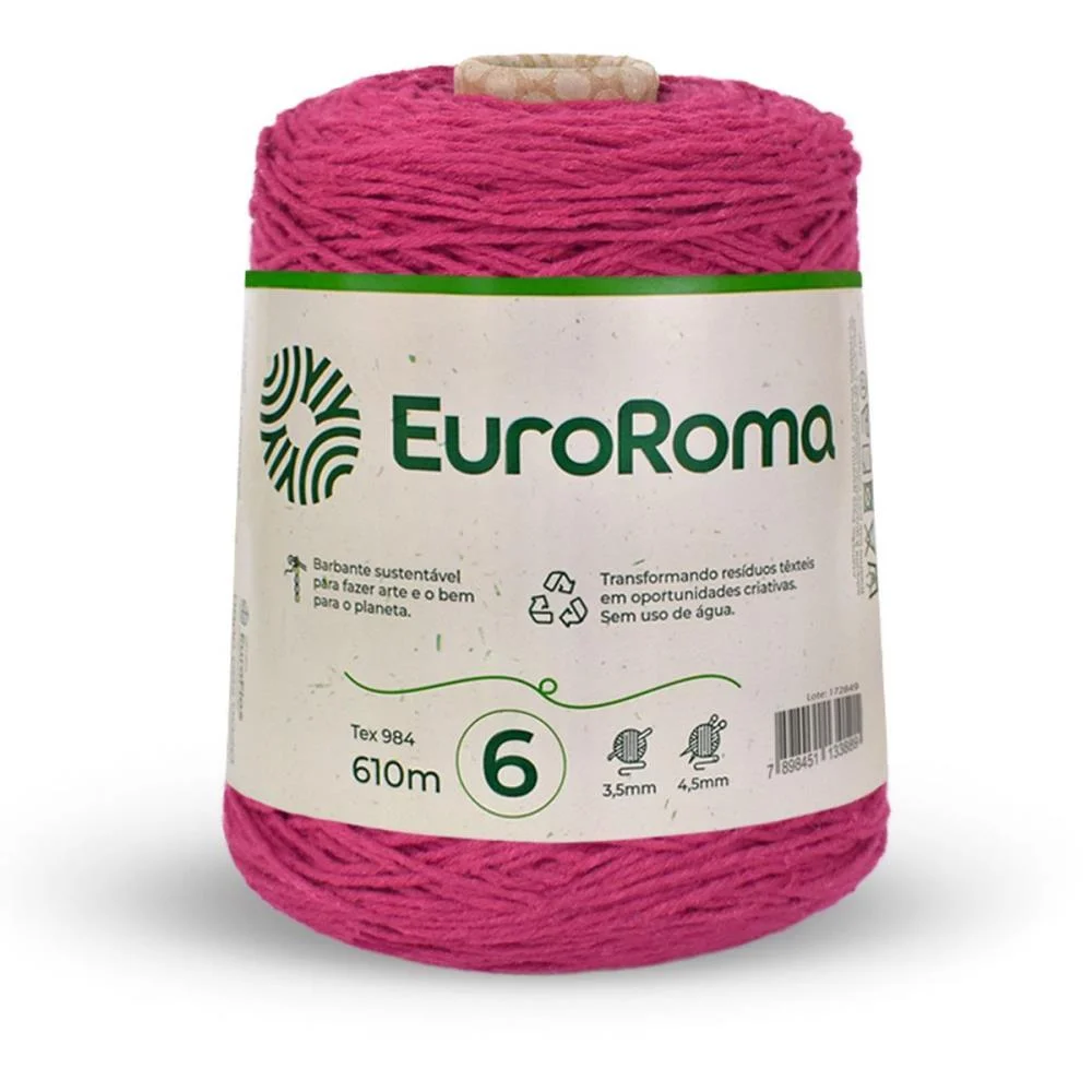 Barbante Colorido 600G 4/6 Fios 610M Pink Euroroma (Unidade) - imagem 3