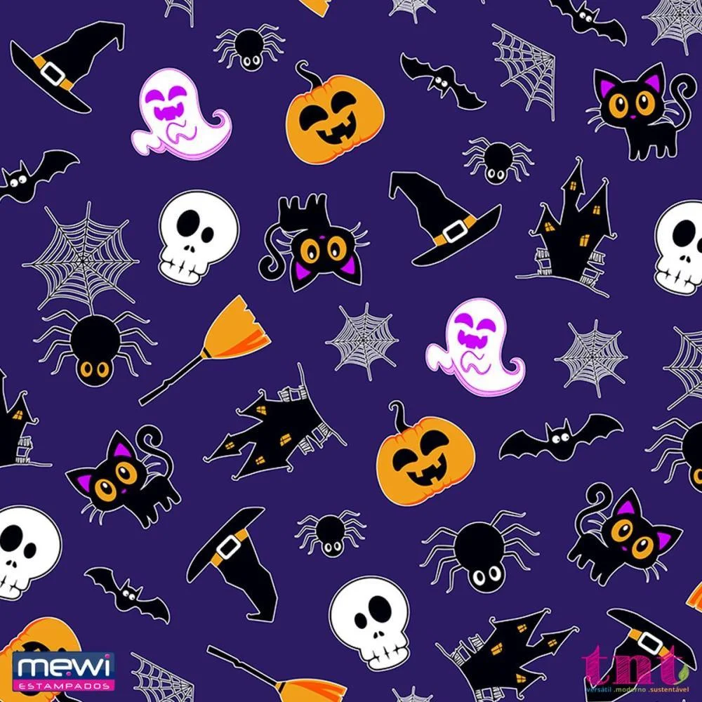 Tnt Estampado 1,40M 40G Halloween Fundo Roxo Mewi (Rl-25Mts) - imagem 2