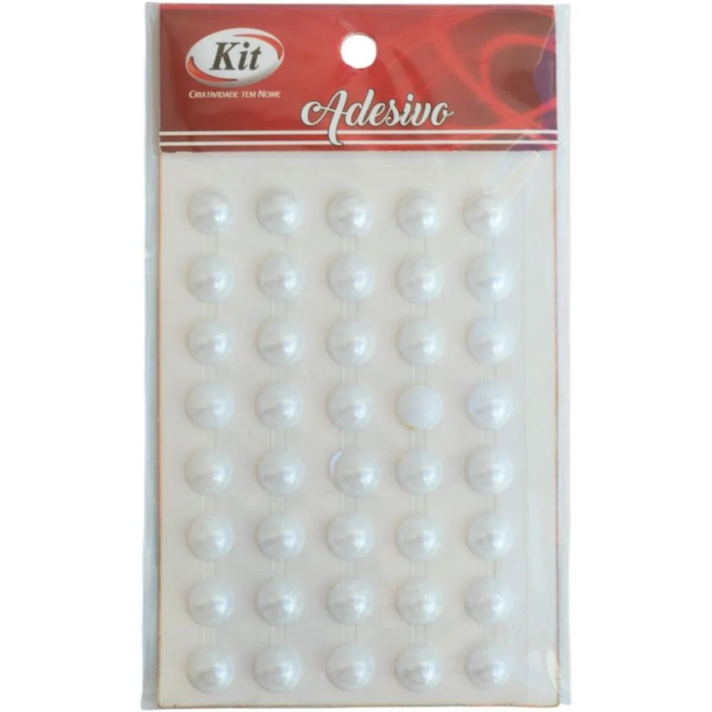 Pedraria 1/2 Perola 8Mm Adesiva Branco Kit (Pct.c/12) - imagem 2