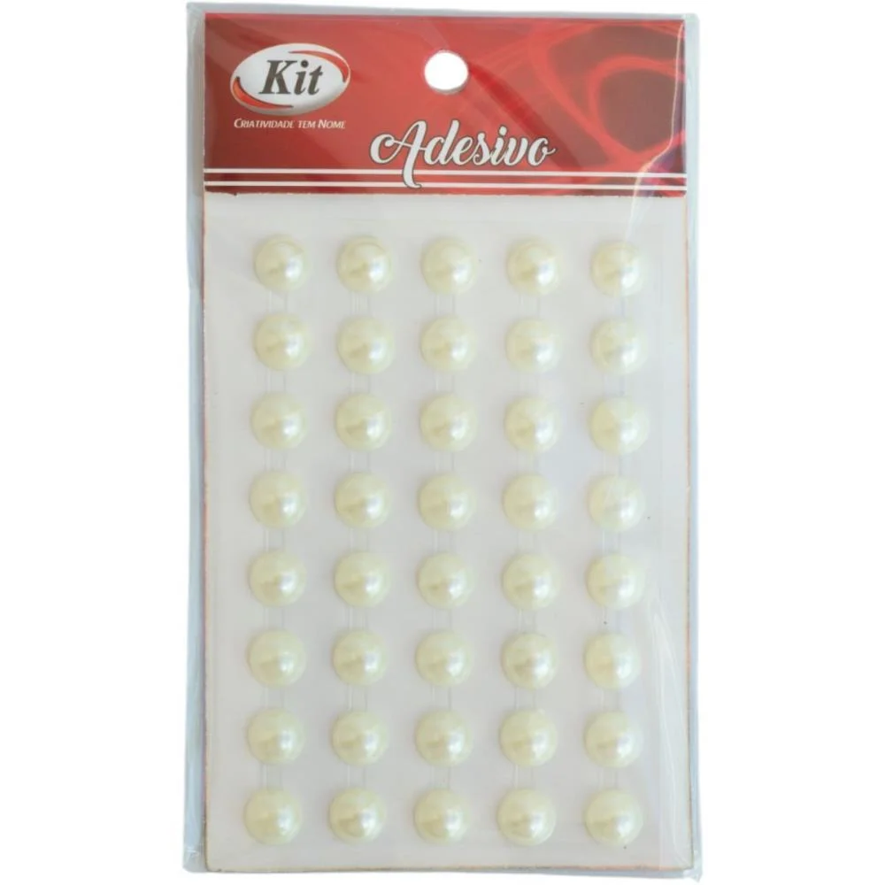 Pedraria 1/2 Perola 8Mm Adesiva Creme Kit (Pct.c/12) - imagem 3