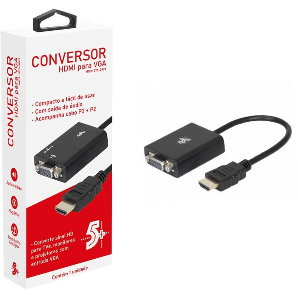 Acessorio De Tecnologia Conversor Hdmi P/Vga Saida R/L Santana Centro (Unidade) - imagem 2