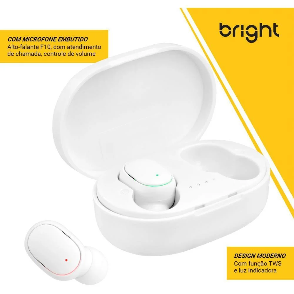 Fone De Ouvido Bluetooth Max Sound Branco Bright (Unidade) - imagem 4