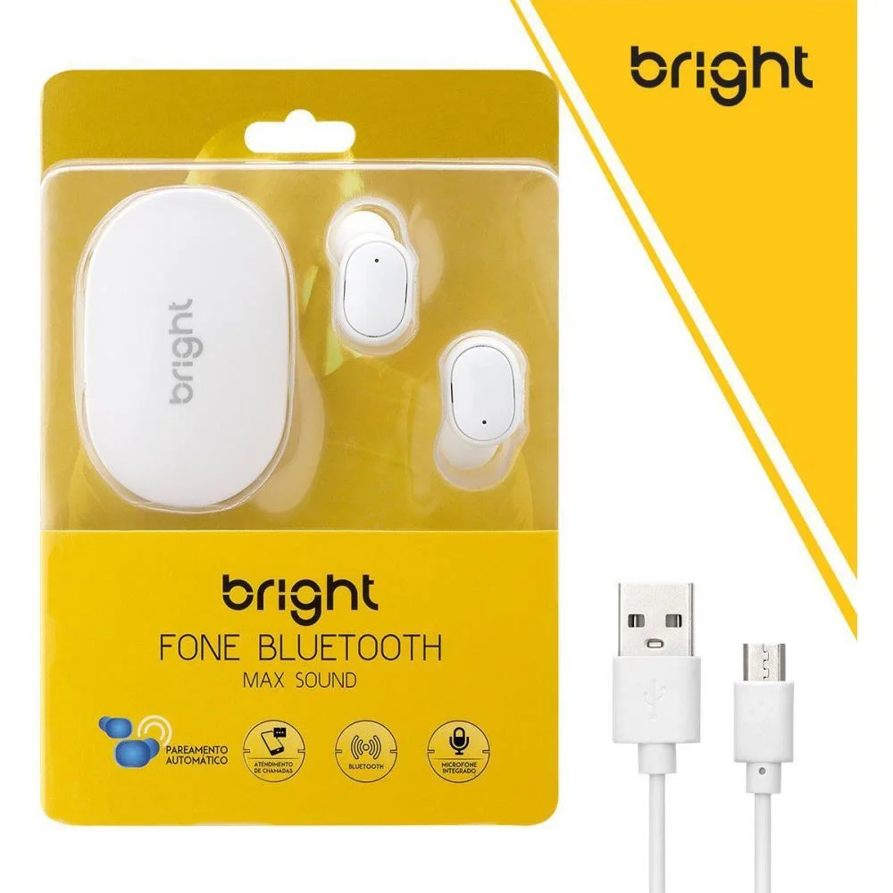 Fone De Ouvido Bluetooth Max Sound Branco Bright (Unidade) - imagem 9