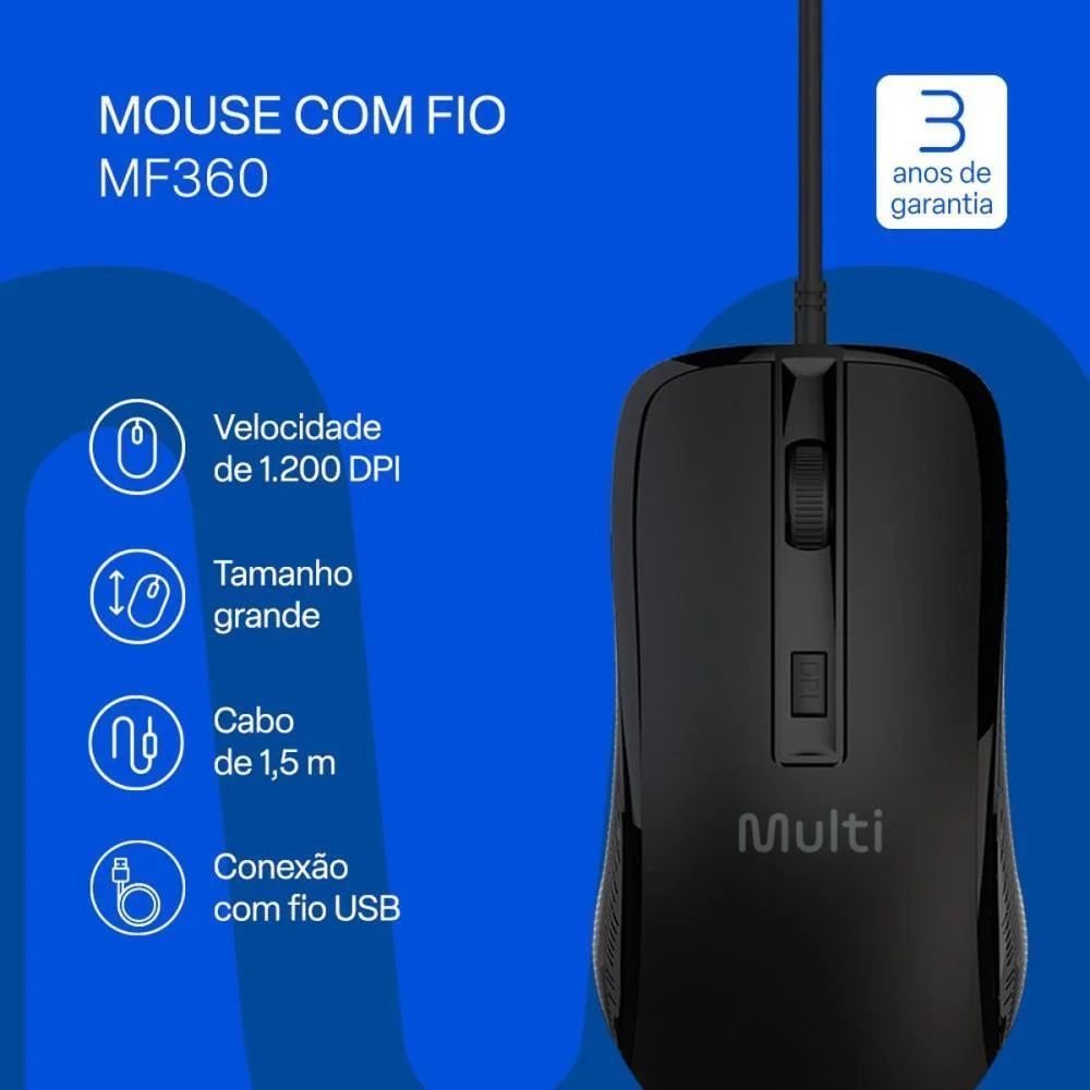 Mouse Optico Usb 2400Dpi 4Otoes Preto Multi (Unidade) - imagem 12