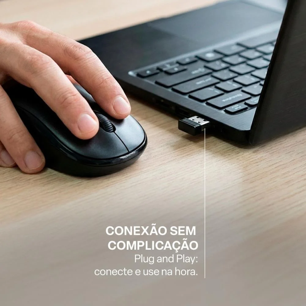 Mouse Optico Sem Fio 1200Dpi 2.4Ghz Preto Multi (Unidade) - imagem 9