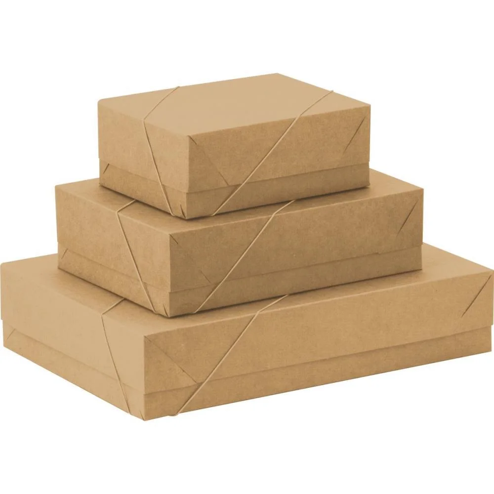 Caixa Para Presente Com Tampa Kraft Md 26X19X7,5 Elast. Cristina (Pct.c/10) - imagem 2
