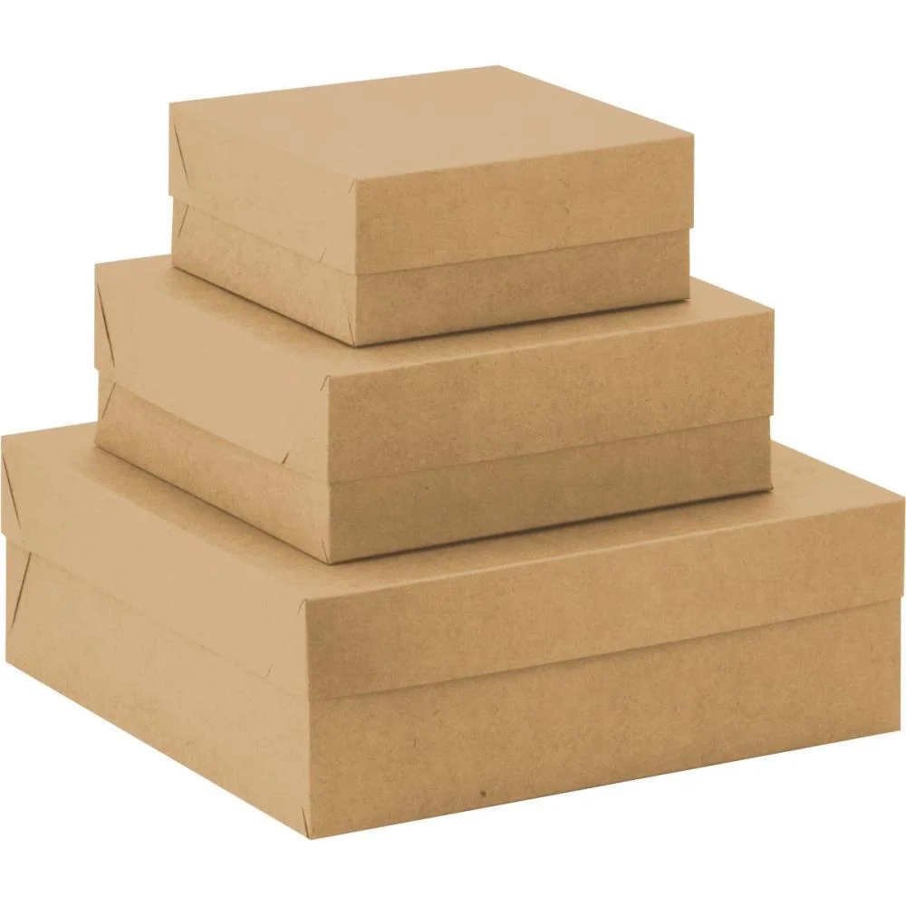 Caixa Para Presente Com Tampa Kraft Gd 28X28X10 Quadrada Cristina (Pct.c/10) - imagem 3