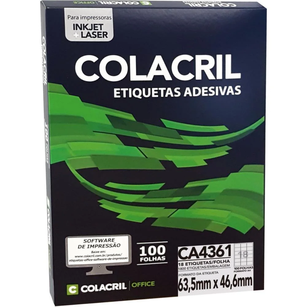 Etiqueta A4 63,5X46,6Mm 100 Folhas Colacril (Pct.c/100) - imagem 2