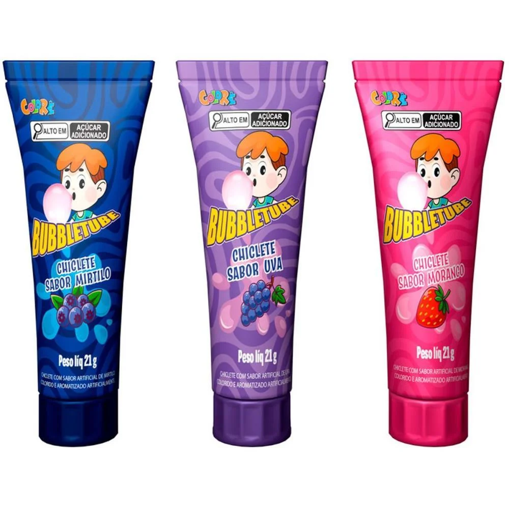 Doce Bubbletube Chiclete Sabores (S Colore (Dp.c/24) - imagem 3