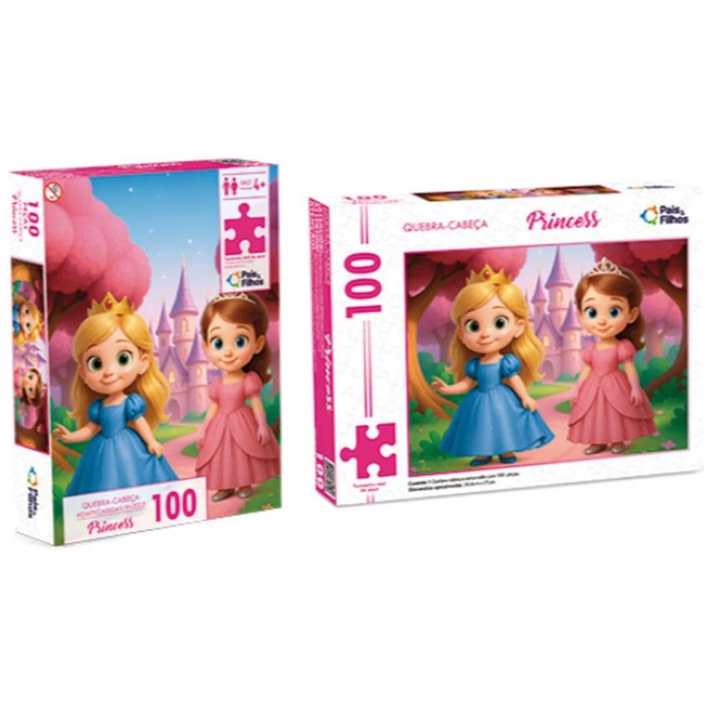 Quebra-Cabeca Cartonado Princess 100 Pecas Pais E Filhos (Unidade) - imagem 2