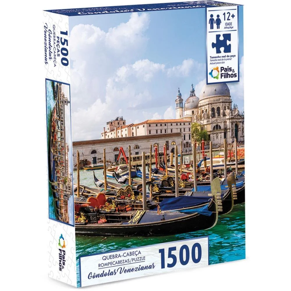 Quebra-Cabeca Cartonado Gondolas Venezianas 1500 Pecas Pais E Filhos (Unidade) - imagem 2