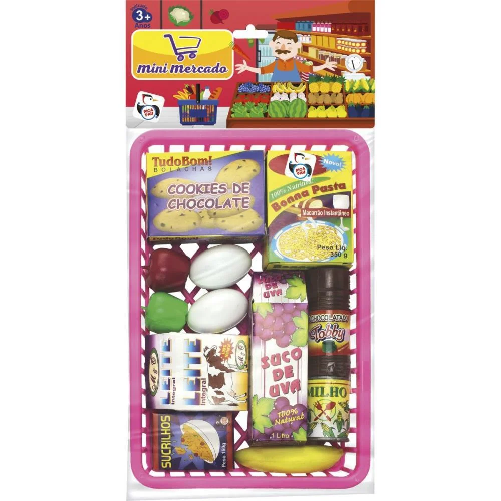 Brincando De Casinha Mini Mercado Cesta C/Acessorio Pica Pau - imagem 3