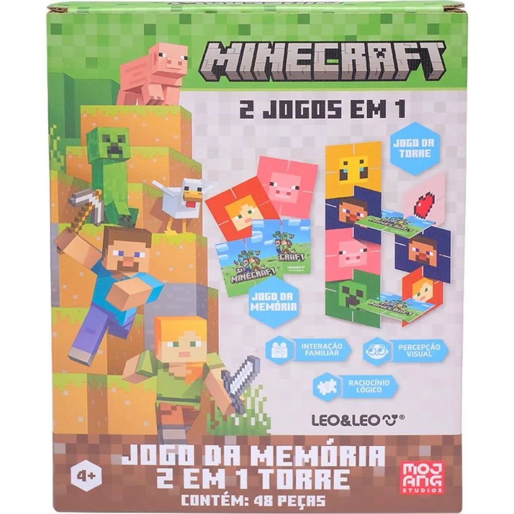 Jogo Da Memoria Minecraft 2X1 Torre 40 Pecas Leonora (Unidade) - imagem 2