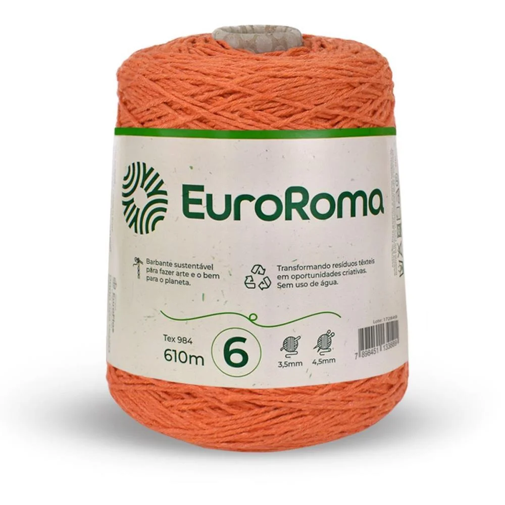 Barbante Colorido 600G 4/6 Fios 610M Laranja Euroroma (Unidade) - imagem 2