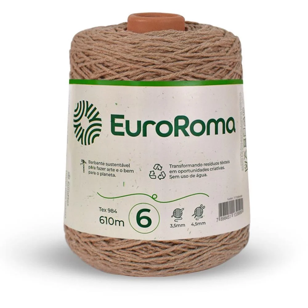 Barbante Colorido 600G 4/6 Fios 610M Bege Euroroma (Unidade) - imagem 3