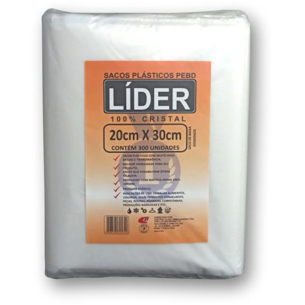 Saco Plastico 20X30X0,06 Saco Pebd 600Mm Central Plast (Pct.c/300) - imagem 2