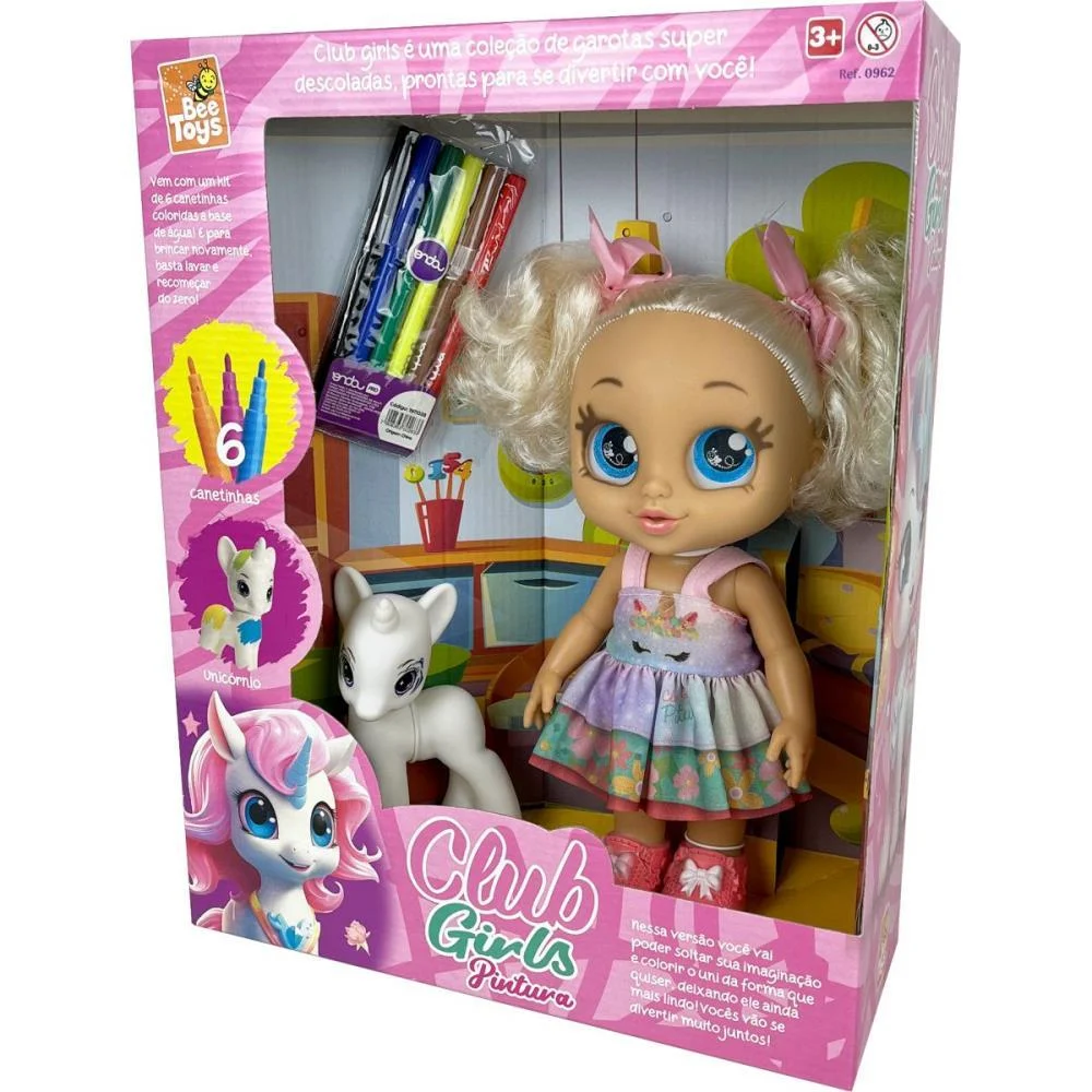 Boneca Club Girls Pintura 29Cm C/Cane Bee Toys - imagem 7