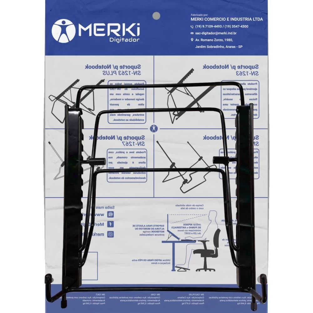 Suporte Para Notebook Multi Level Preto Sn-1263 Merki (Unidade) - imagem 2