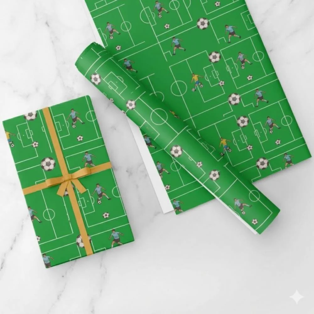 Papel Presente Bobina Couche 60Cm. Mod. Futebol Gessele (Bo-100Mts) - imagem 2
