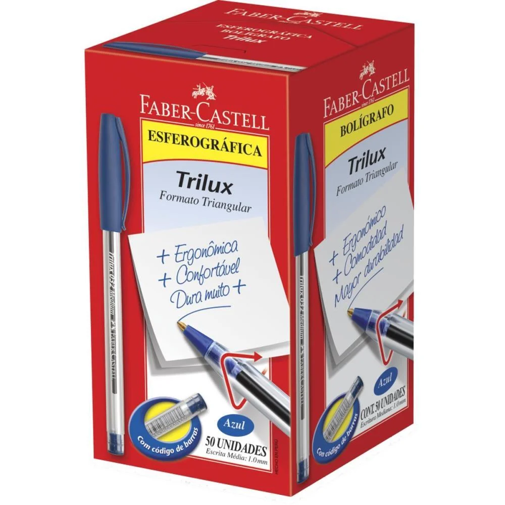 Caneta Esferografica Trilux Ponta Media Azul Faber-Castell (Cx.c/50) - imagem 2