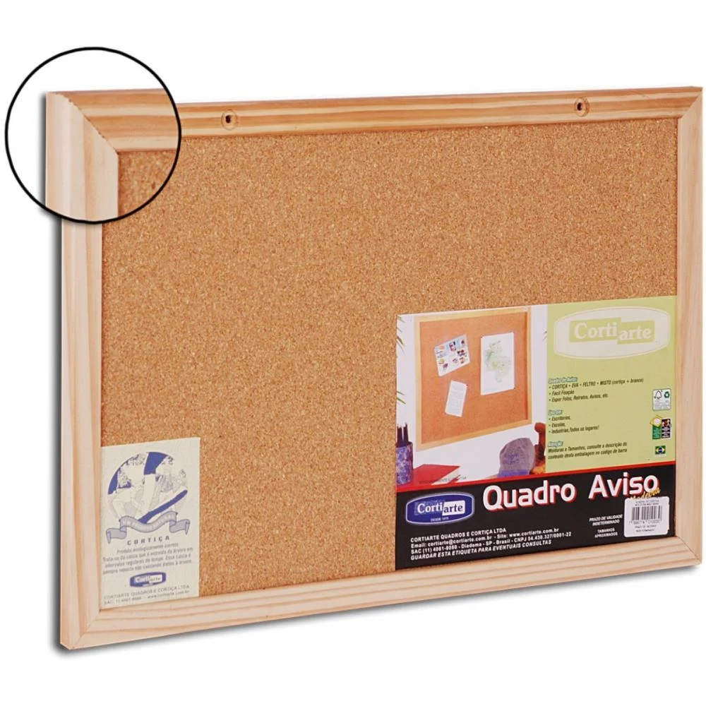 Quadro Aviso Moldura Madeira Cortica Standard 090X060Cm Cortiarte (Unidade) - imagem 3