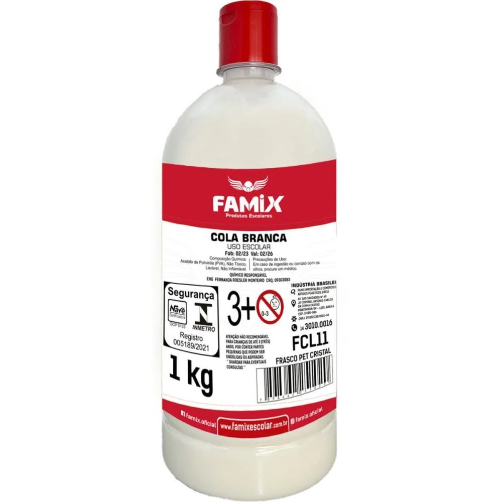 Cola Escolar Famix Branca 1Kg Famix (Cx.c/12) - imagem 2