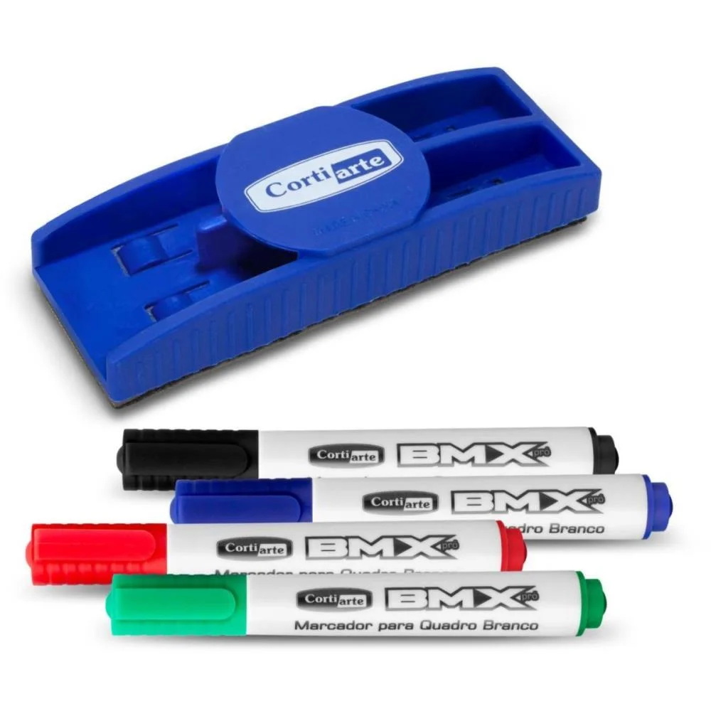 Pincel Quadro Branco 4 Marcadores+1 Apagador Magn Cortiarte (Kit) - imagem 6