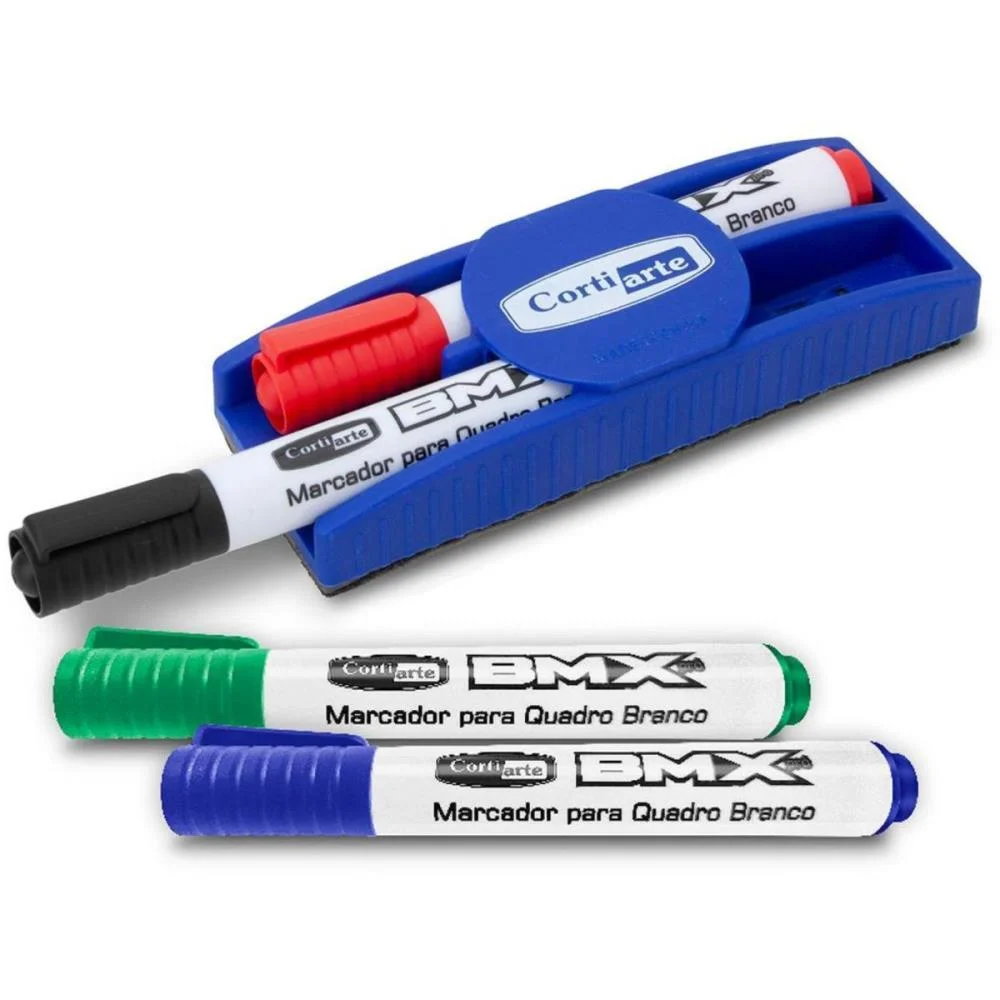 Pincel Quadro Branco 4 Marcadores+1 Apagador Magn Cortiarte (Kit) - imagem 7