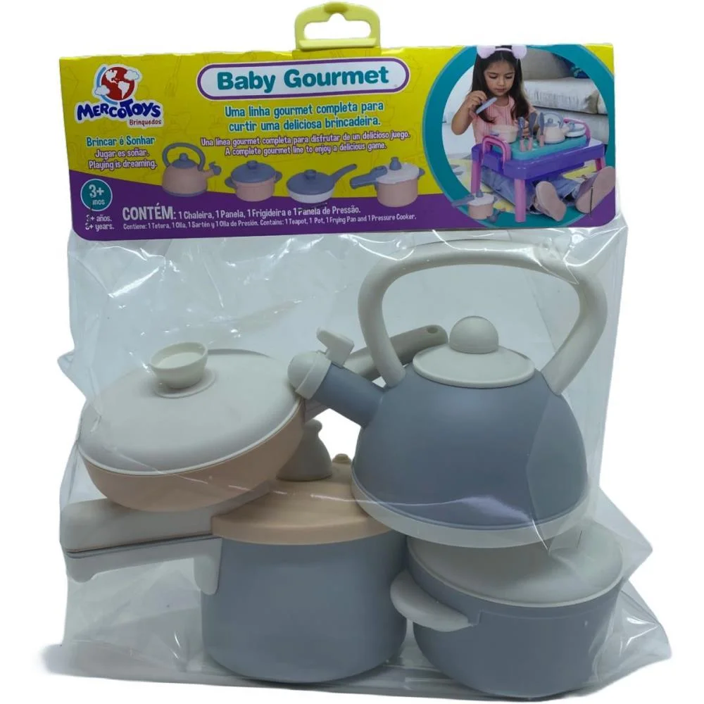 Brincando De Casinha Kit Panelas Baby Gourmet 4 Pcs Merco Toys - imagem 5