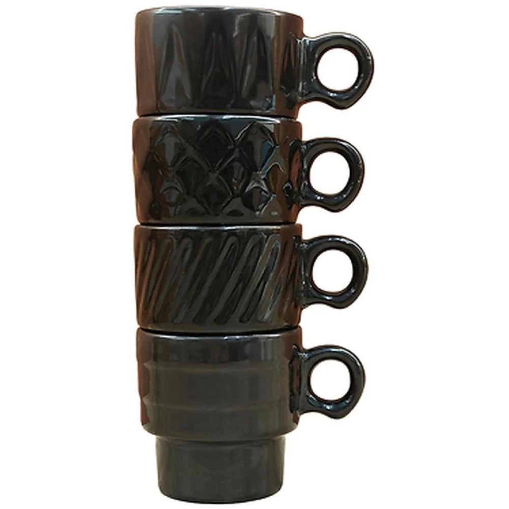 Xicara Cafe Minar 90Ml Preta 4 Pecas Western (Jogo) - imagem 4