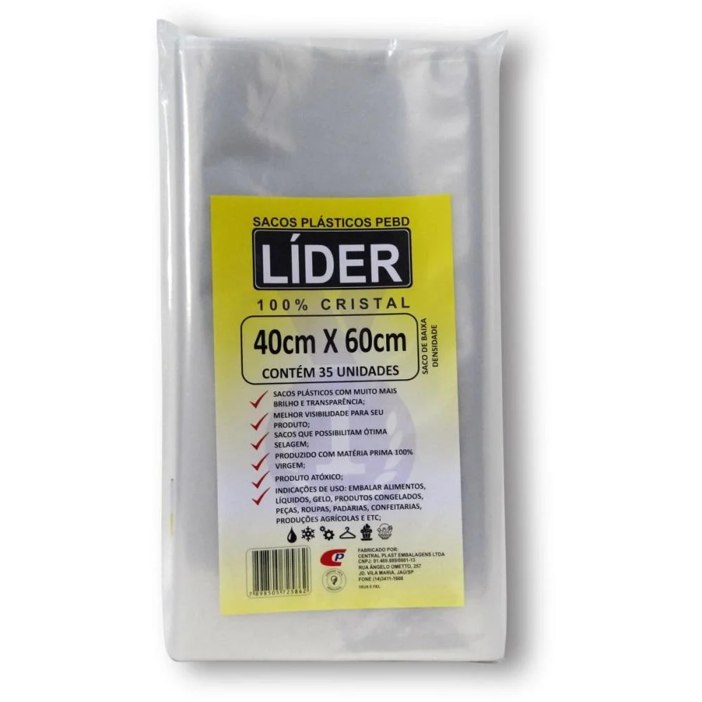 Saco Plastico 40X60X0,12 Saco Pebd 600Mm Central Plast (Pct.c/35) - imagem 4