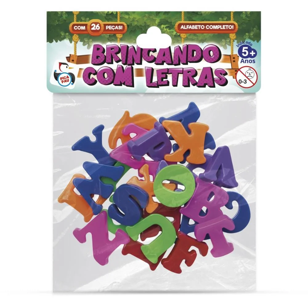 Brinquedo Pedagogico Jogo De Letras Alfabeto 26Pcs Pica Pau - imagem 4