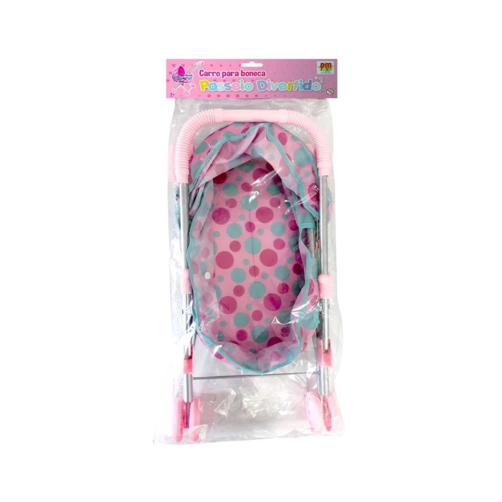 Carrinho De Boneca Passeio Divertido Berco Rosa Dm Toys - imagem 4