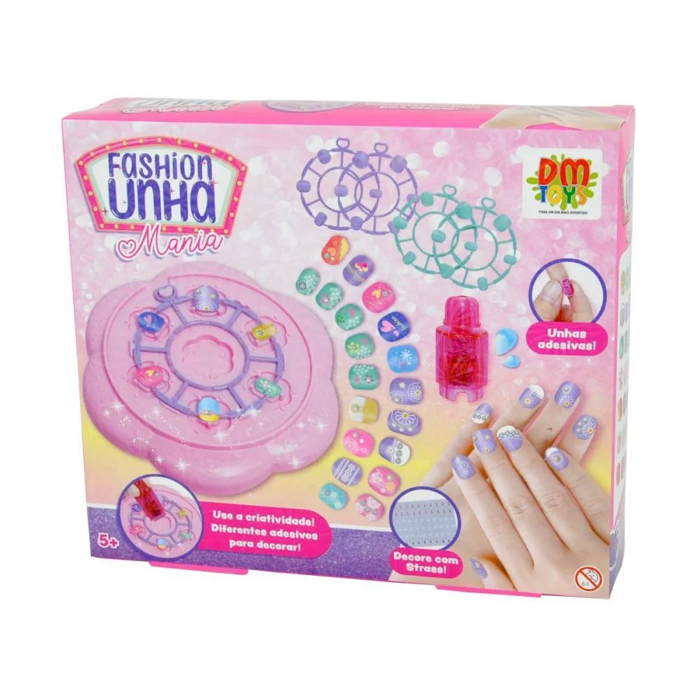 Maquiagem E Beleza Infantil Fashion Unha Mania Adesivo 81P Dm Toys (Kit) - imagem 5
