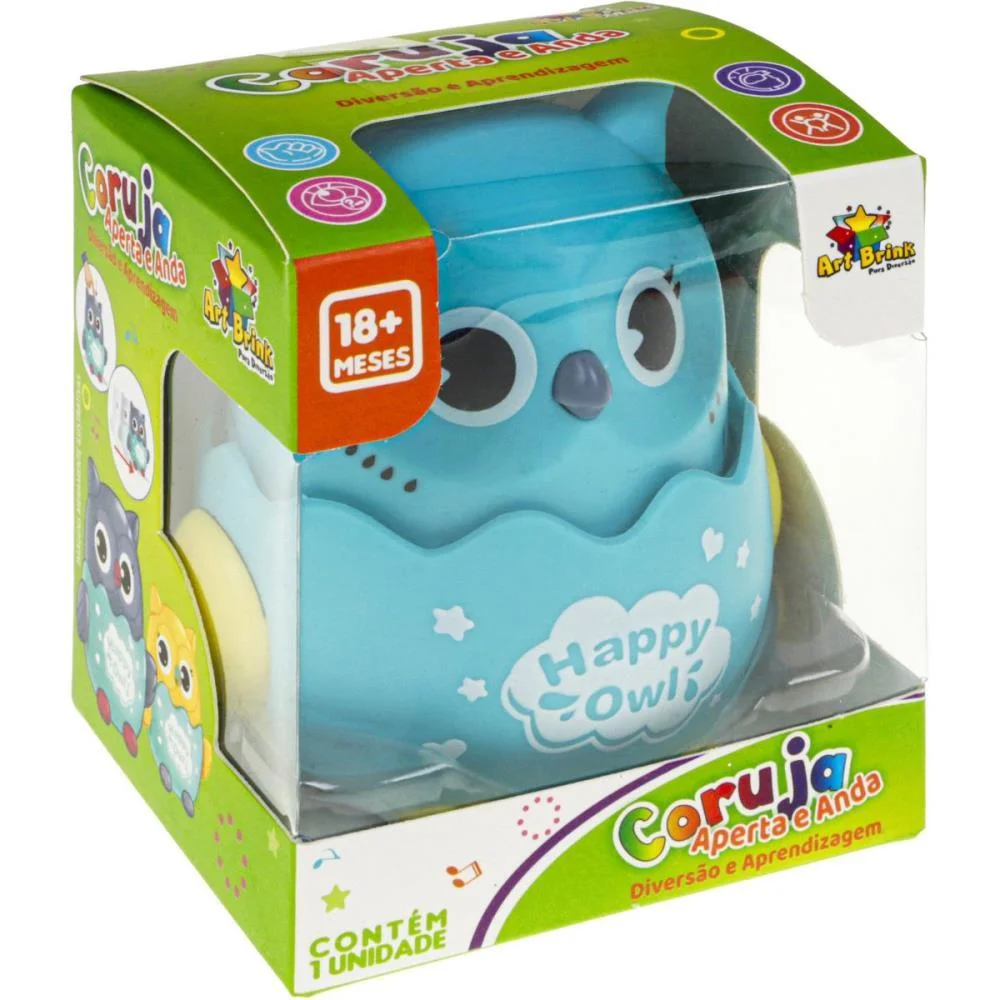 Brinquedo Para Bebe Coruja Aperta E Anda Art Brink - imagem 8