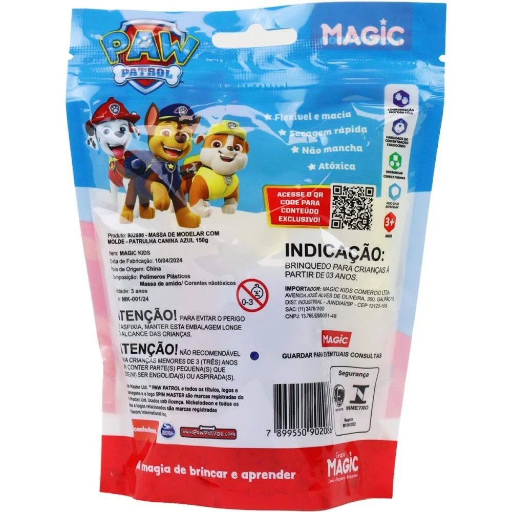 Massa Para Modelar Criativa P. Canina Chase 150G 6Cores 3M Magic Kids - imagem 4