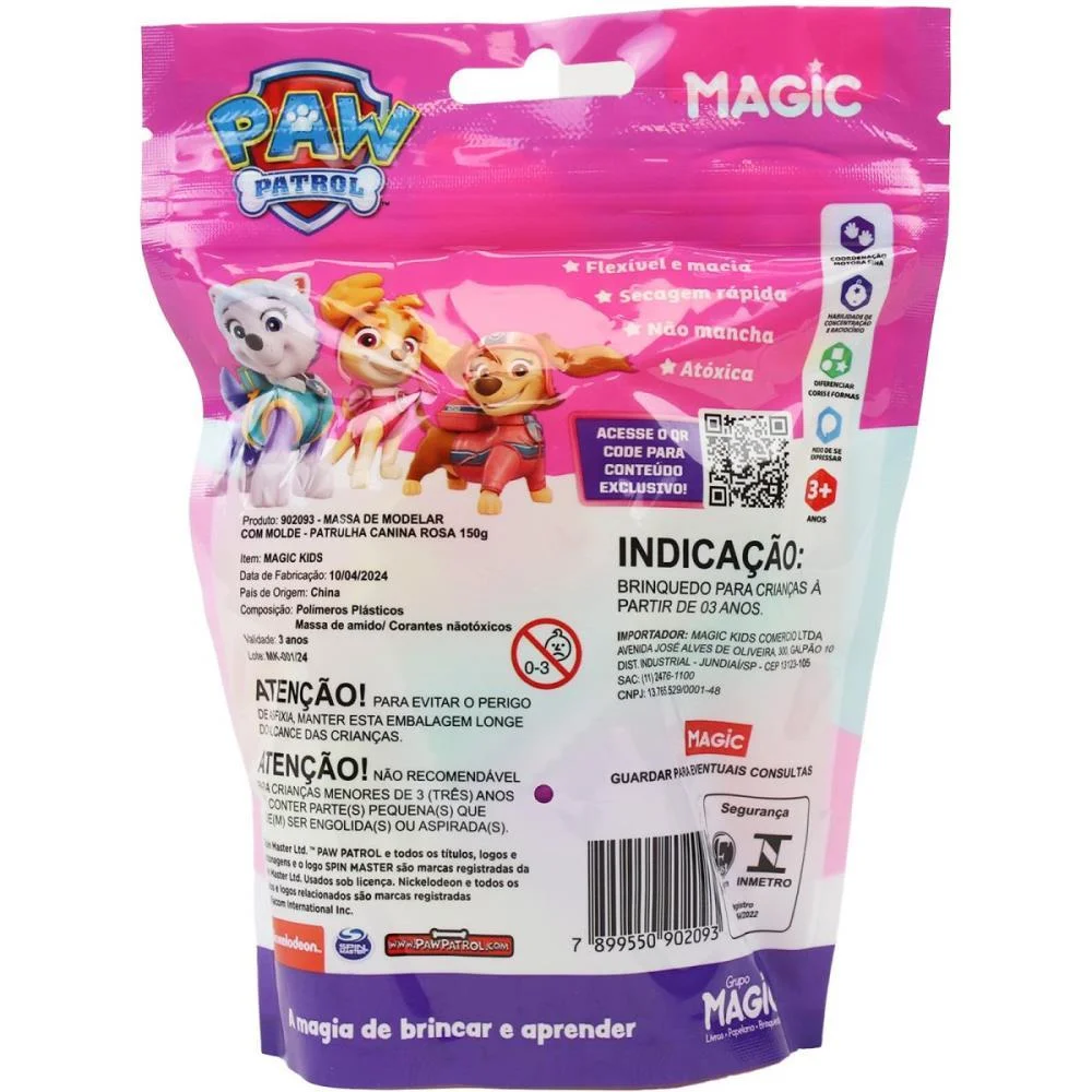 Massa Para Modelar Criativa P. Canina Skye 150G 6Cores 3Mo Magic Kids - imagem 4