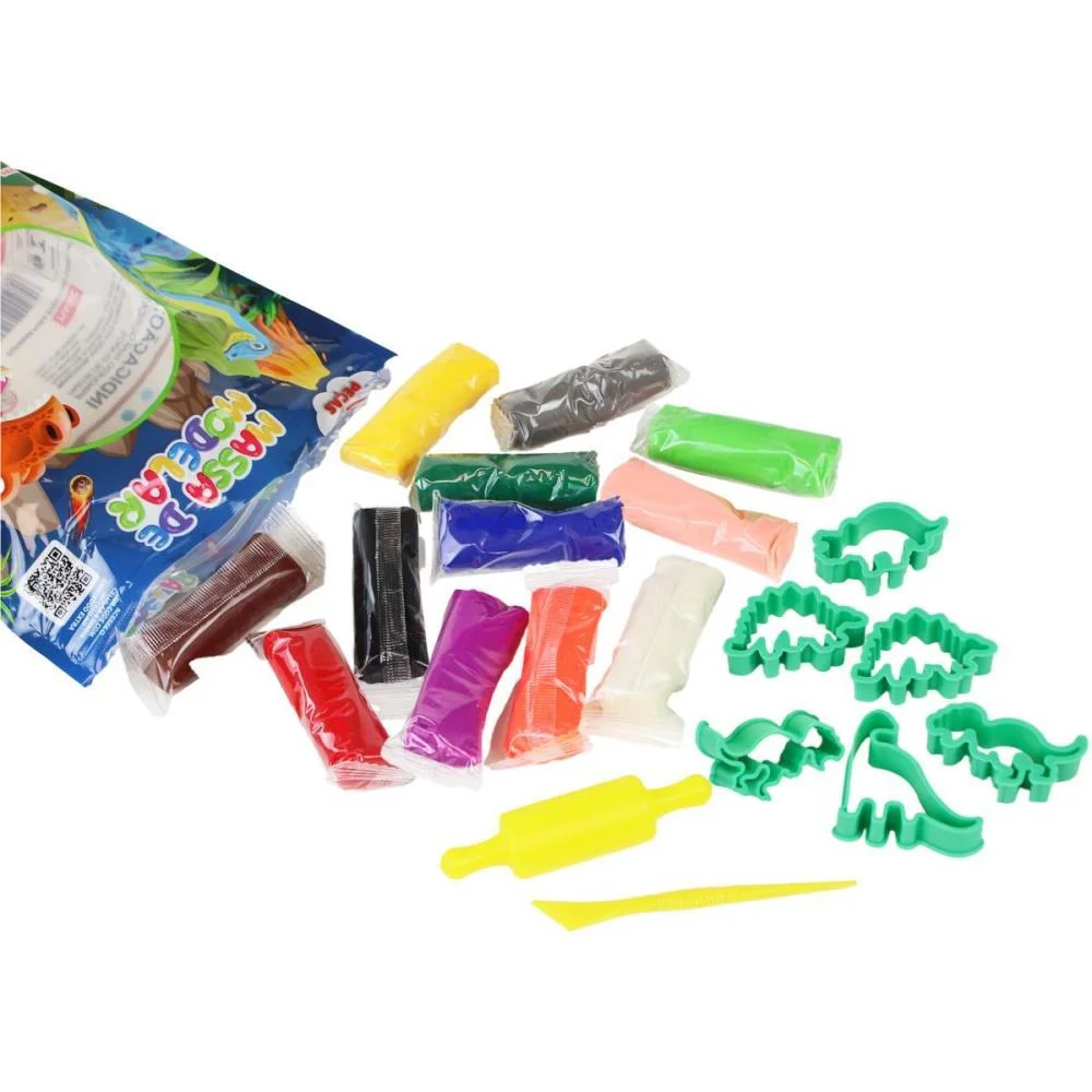 Massa Para Modelar Criativa Dino 300G Com 12Cores/6Moldes Magic Kids - imagem 4