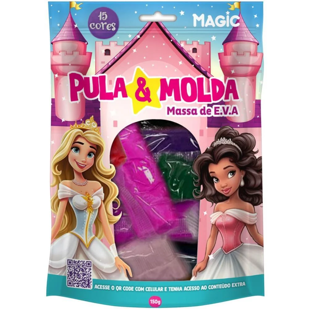 Massa Para Modelar Criativa Pula E Molda 150G Princesas 15 Magic Kids - imagem 3