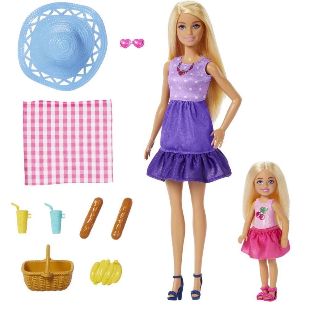 Barbie Family Malibu E Chelsea Cj Piquenique Mattel - imagem 2