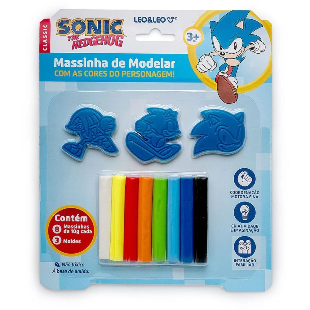 Massa Para Modelar Criativa Sonic + 3 Moldes Leonora (Kit) - imagem 2