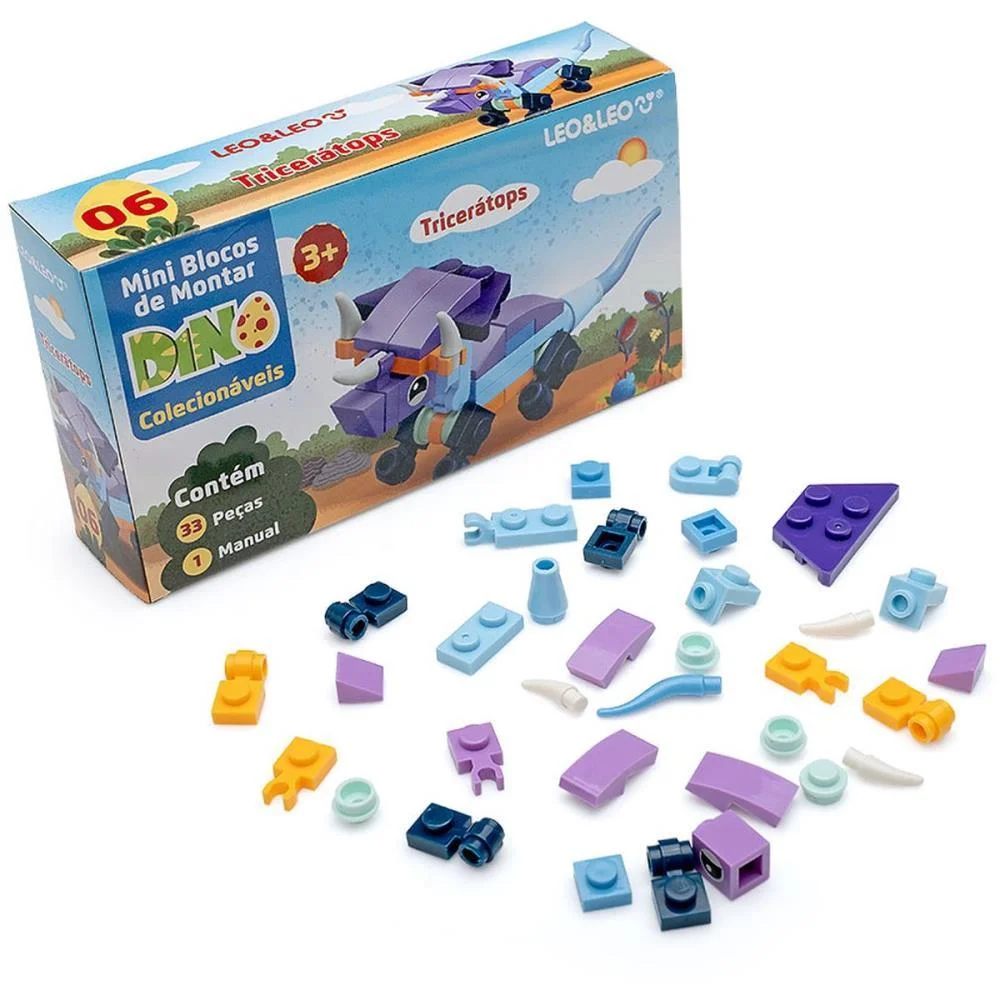 Brinquedo Para Montar Dino Mini Blocos (S) Leonora C/ 12 Unidades - imagem 9