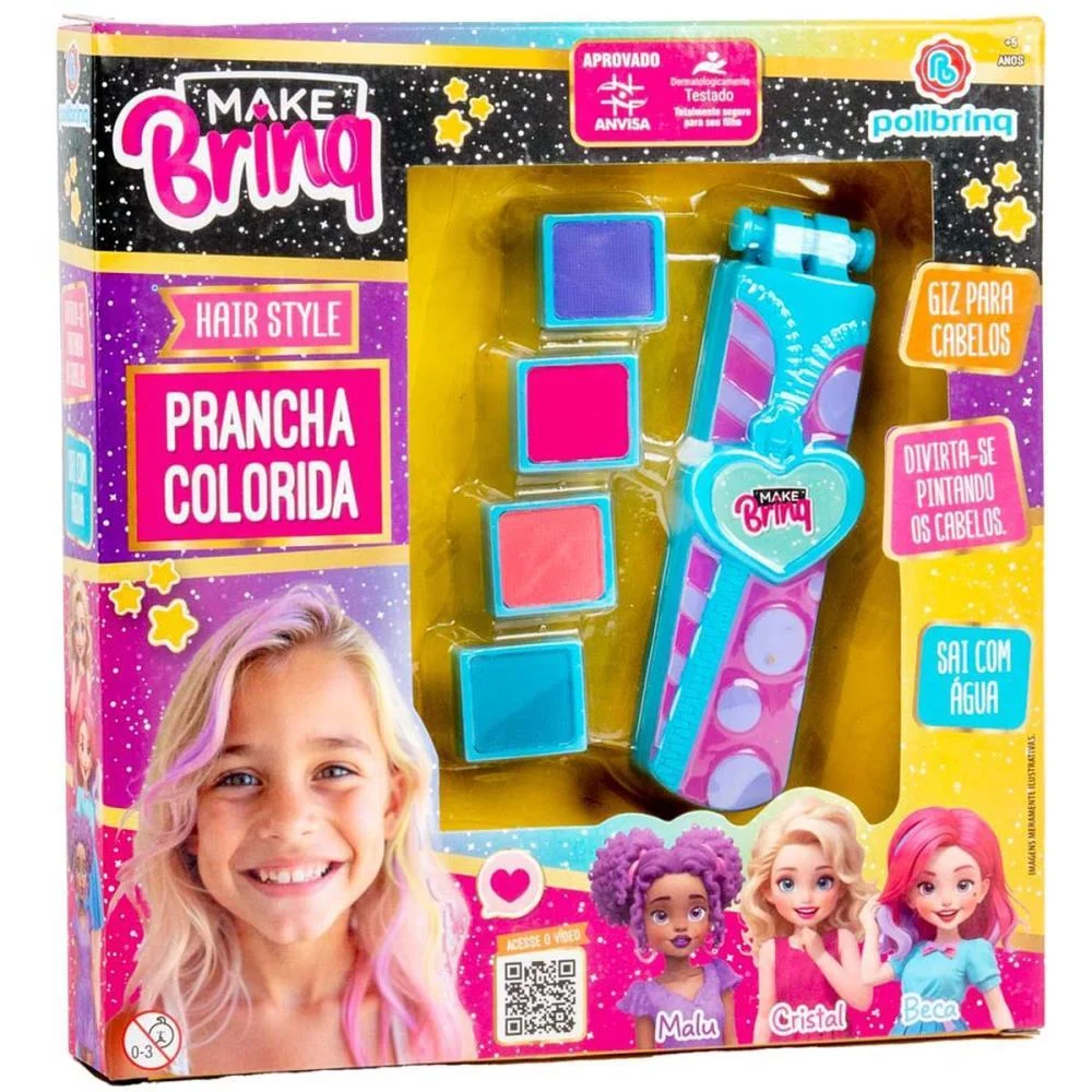 Maquiagem E Beleza Infantil Make Brinq Prancha Colorida Polibrinq (Kit) - imagem 5