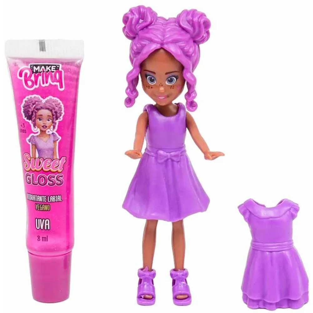 Maquiagem E Beleza Infantil Make Brinq Boneca + Gloss (S) Polibrinq - imagem 4
